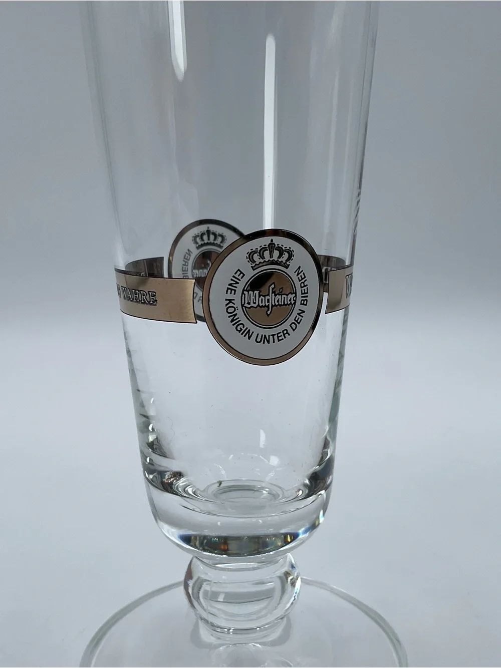 Warsteiner Beer Pilsner Glass Gold Rim Footed 7” German Brewery Logo
